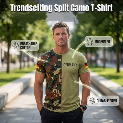 Herren Camouflage Patchwork Rundhals-T-Shirt