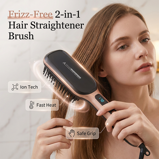 🌀✨ 2-in-1-Haarglätterbürste mit negativen Ionen – schonendes Glätten & Volumen in einem – reduziert Frizz, schützt das Haar & verleiht seidigen Glanz – ideal für jeden Haartyp
