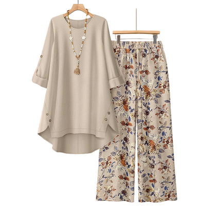 ✈️Versandkostenfrei🔥 Letzter Tag! 50% Rabatt NEU Damen 2-Teiler Baumwoll-Leinen Set ✨ Boho Blumenprint, locker & atmungsaktiv für Sommer & Urlaub