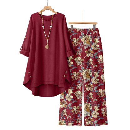 ✈️Versandkostenfrei🔥 Letzter Tag! 50% Rabatt NEU Damen 2-Teiler Baumwoll-Leinen Set ✨ Boho Blumenprint, locker & atmungsaktiv für Sommer & Urlaub