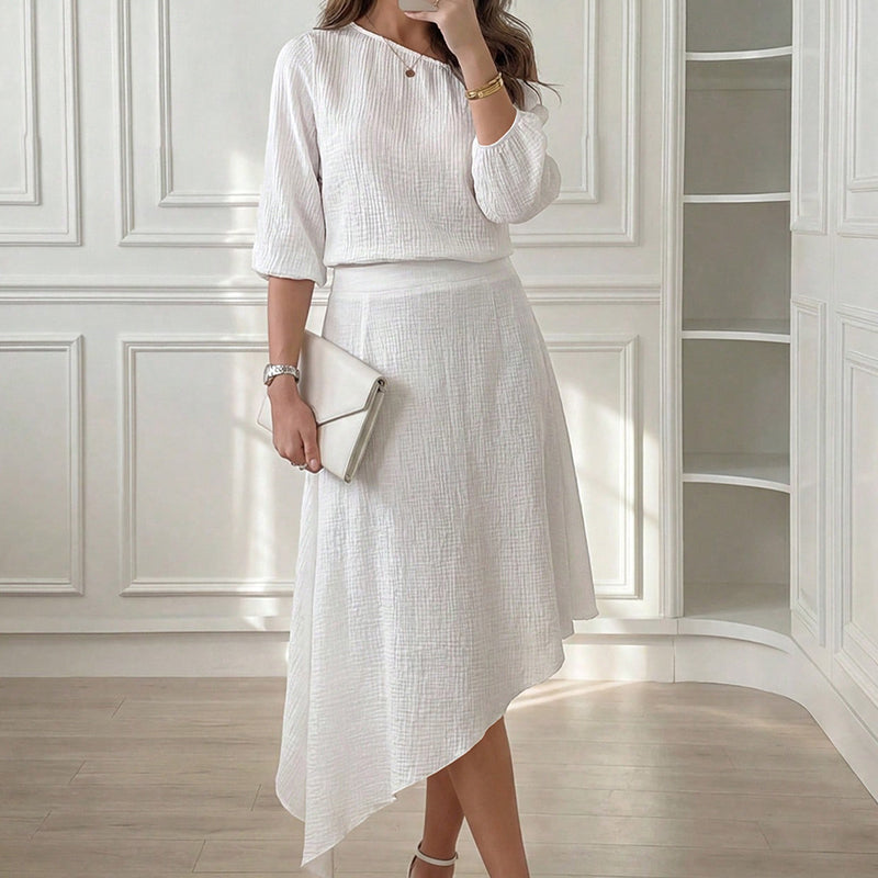 👗✨ Asymmetrisches Rock-Set mit schulterfreiem Oberteil