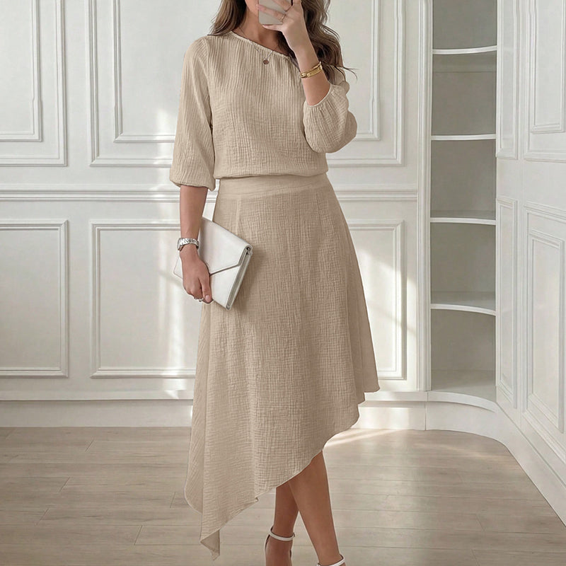 👗✨ Asymmetrisches Rock-Set mit schulterfreiem Oberteil