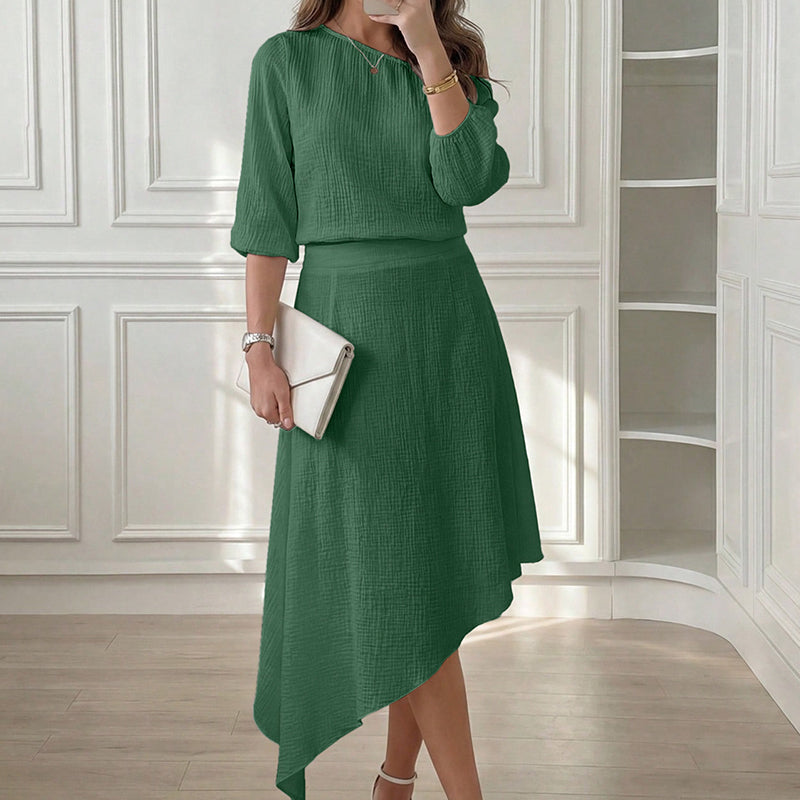 👗✨ Asymmetrisches Rock-Set mit schulterfreiem Oberteil