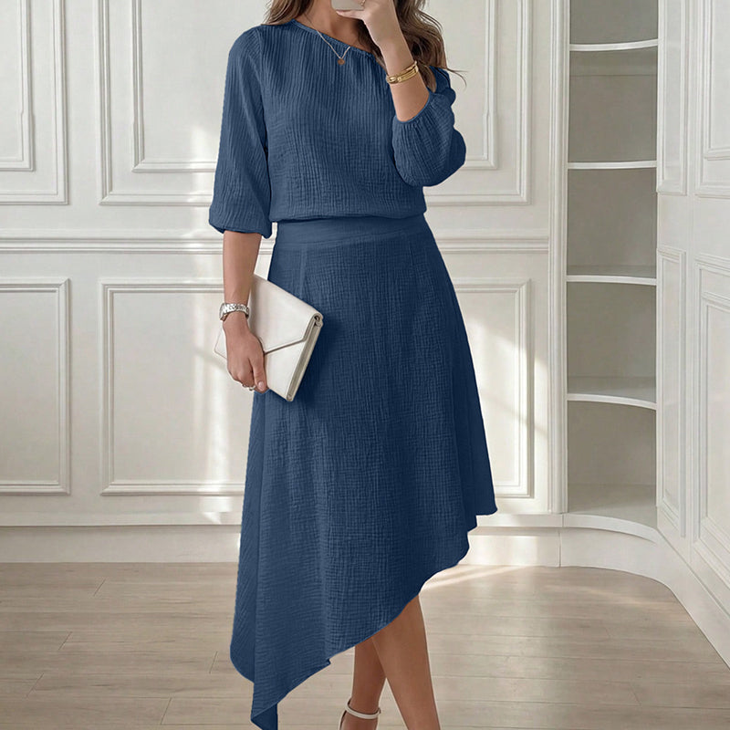 👗✨ Asymmetrisches Rock-Set mit schulterfreiem Oberteil