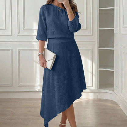 👗✨ Asymmetrisches Rock-Set mit schulterfreiem Oberteil