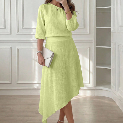 👗✨ Asymmetrisches Rock-Set mit schulterfreiem Oberteil