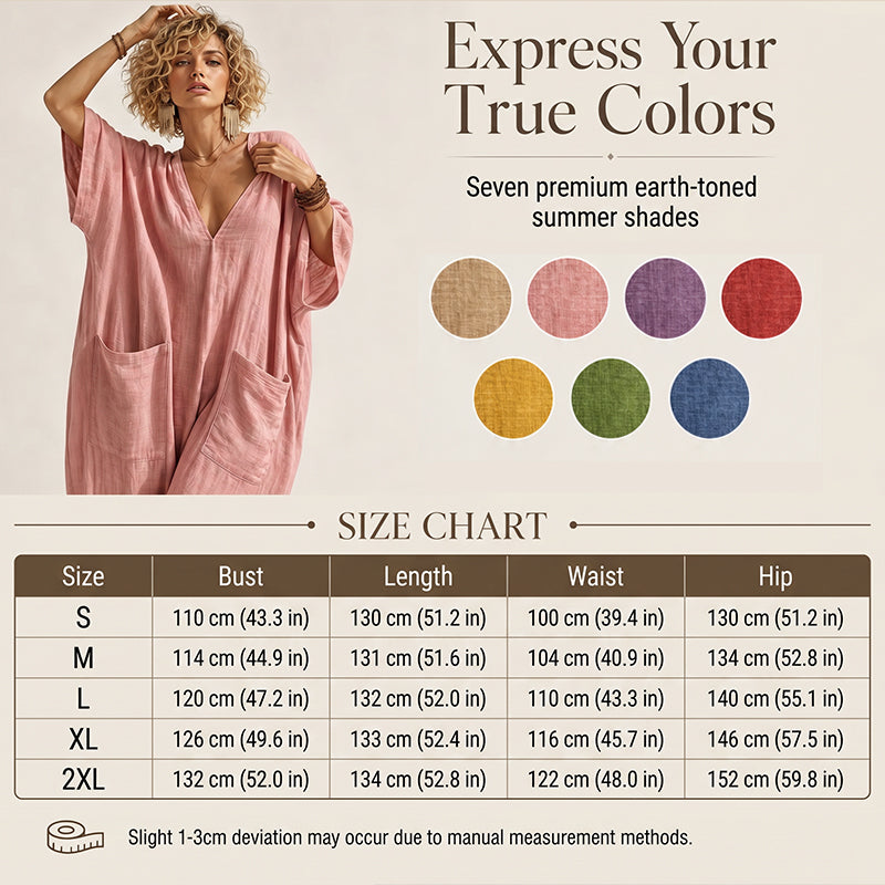 Locker sitzender Sommer-Jumpsuit für Damen mit V-Ausschnitt