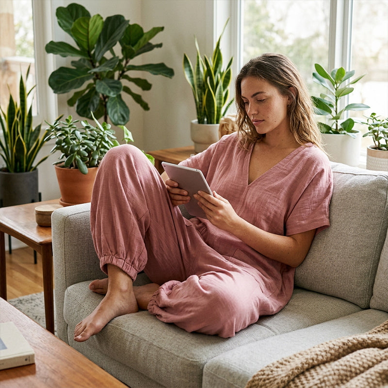 Locker sitzender Sommer-Jumpsuit für Damen mit V-Ausschnitt