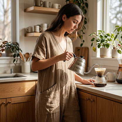 Locker sitzender Sommer-Jumpsuit für Damen mit V-Ausschnitt