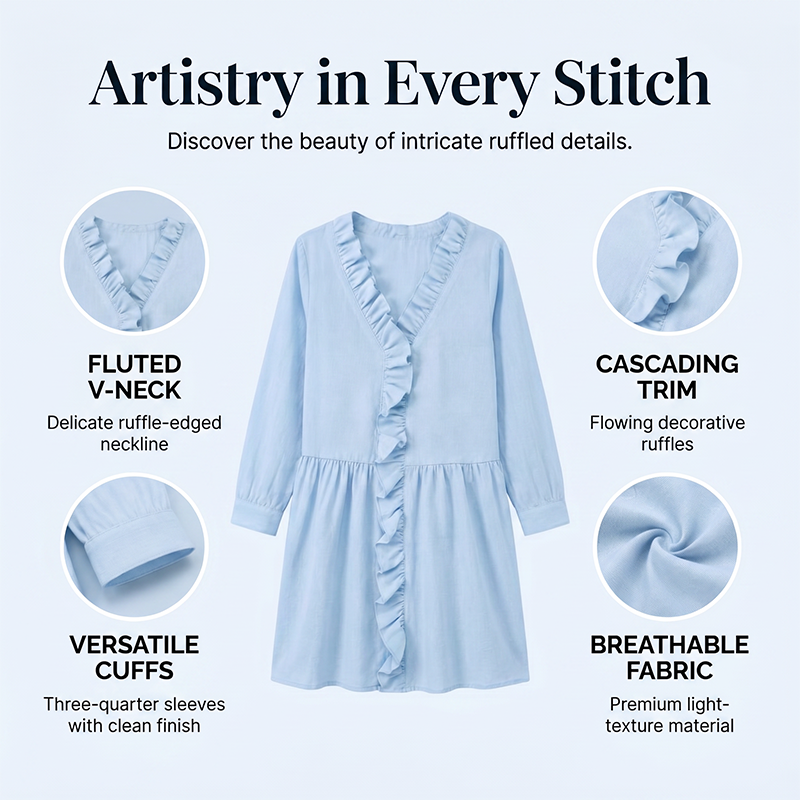 👚✨ Elegantes Damenoberteil mit Rüschen und V-Ausschnitt – feminin, luftig & vielseitig – perfekt für Alltag, Büro & besondere Anlässe