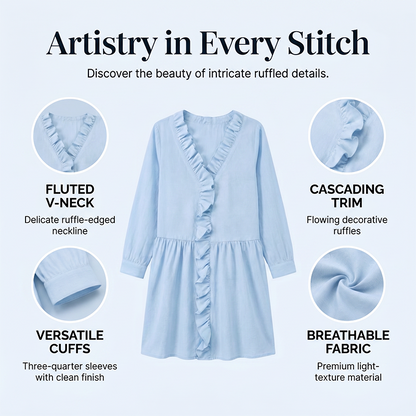 👚✨ Elegantes Damenoberteil mit Rüschen und V-Ausschnitt – feminin, luftig & vielseitig – perfekt für Alltag, Büro & besondere Anlässe