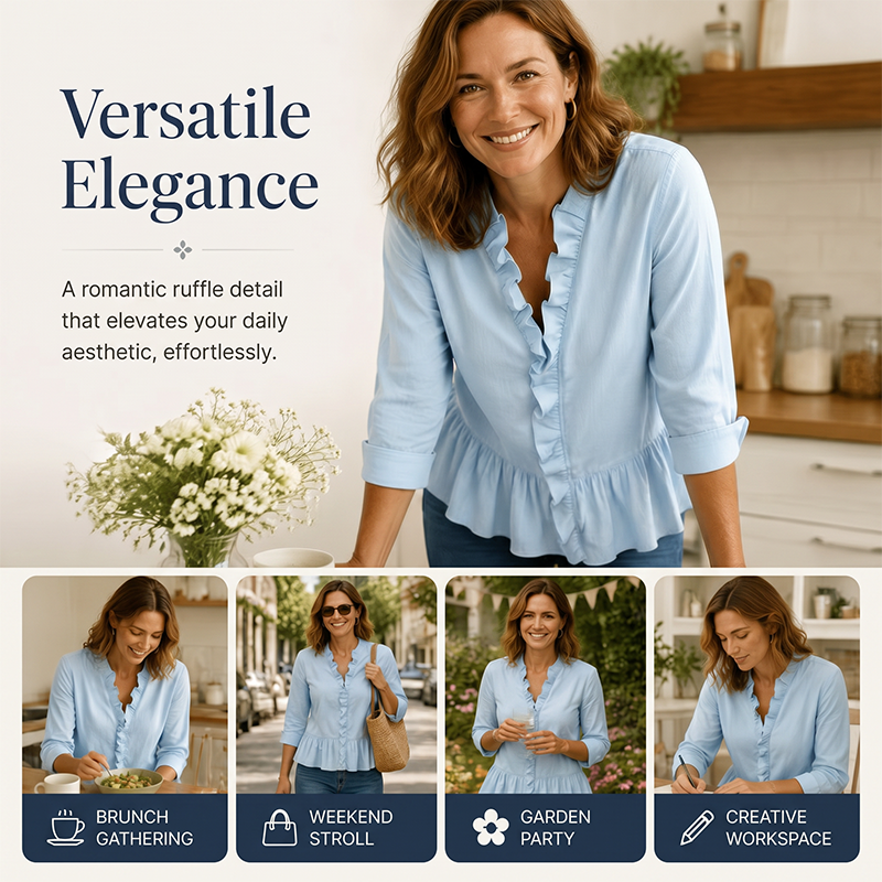 👚✨ Elegantes Damenoberteil mit Rüschen und V-Ausschnitt – feminin, luftig & vielseitig – perfekt für Alltag, Büro & besondere Anlässe