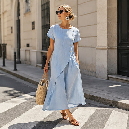👗 Elegantes Damen-Kleid mit Rundhalsausschnitt – einfarbig, vielseitig & zeitlos – perfekt für Alltag, Büro & besondere Anlässe | Versandfrei
