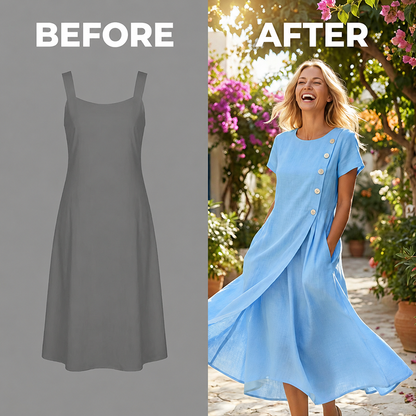👗 Elegantes Damen-Kleid mit Rundhalsausschnitt – einfarbig, vielseitig & zeitlos – perfekt für Alltag, Büro & besondere Anlässe | Versandfrei