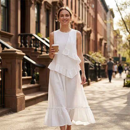 📦 Täglich 500+ Pakete versendet – der Wahnsinn! 🌺Ärmelloses Maxikleid mit Rüschen für Damen