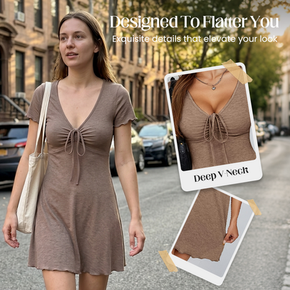 👗🔥 50% RABATT! Damen V-Ausschnitt Bodycon Minikleid – Figurbetont, elegant & perfekt für Parties, Dates & Abendevents ✨