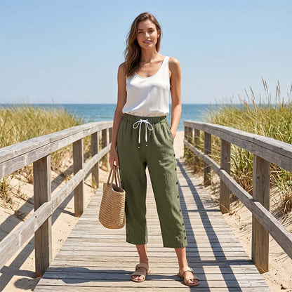 👖 Damen Freizeit-Caprihose mit seitlichen Knöpfen – lässiger Look, bequeme Passform & vielseitig – perfekt für Alltag, Strand & Reisen | Versandfrei
