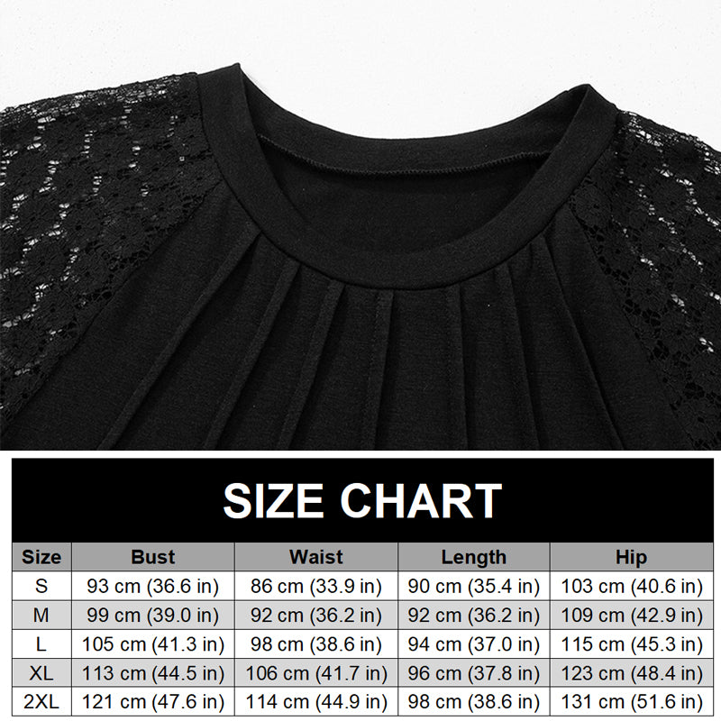Elegantes Damenkleid mit spitzenbesetzten, luftigen Ärmeln