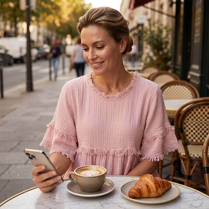 👚 Lässiges Damenoberteil mit Fransenbesatz und Rüschenärmeln – femininer Boho-Look, luftig & vielseitig – perfekt für warme Tage, Strand & Freizeit