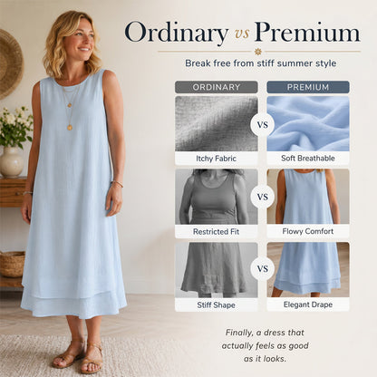 👗 Ärmelloses Stufenkleid – der ultimative Sommerlook für jede Gelegenheit! Ob am Strand, im Café oder in der Stadt – der fließende Schnitt und der luftige Stoff machen dich zum absoluten Hingucker. Jetzt im zeitlich begrenzten Angebot! 🌊🌸