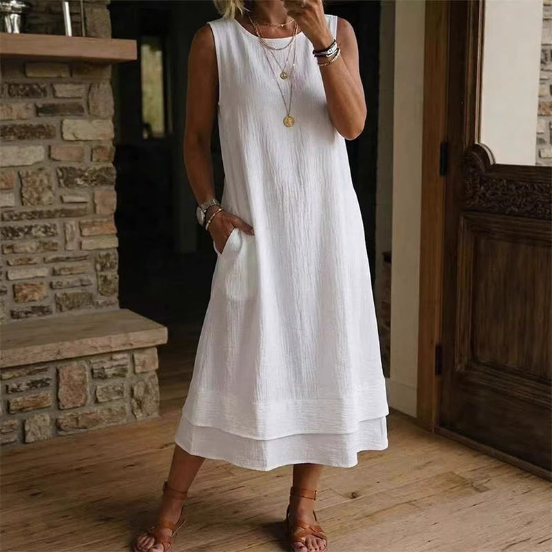 👗 Ärmelloses Stufenkleid – der ultimative Sommerlook für jede Gelegenheit! Ob am Strand, im Café oder in der Stadt – der fließende Schnitt und der luftige Stoff machen dich zum absoluten Hingucker. Jetzt im zeitlich begrenzten Angebot! 🌊🌸