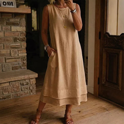 👗 Ärmelloses Stufenkleid – der ultimative Sommerlook für jede Gelegenheit! Ob am Strand, im Café oder in der Stadt – der fließende Schnitt und der luftige Stoff machen dich zum absoluten Hingucker. Jetzt im zeitlich begrenzten Angebot! 🌊🌸