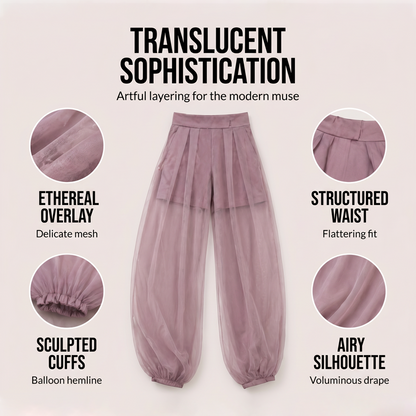 ✨Damenhose mit Mesh-Einsätzen im Laternen-Stil – luftiger Look, bequeme Passform & vielseitig – perfekt für warme Tage, Strand & Freizeit – mit stilvollen Mesh-Details