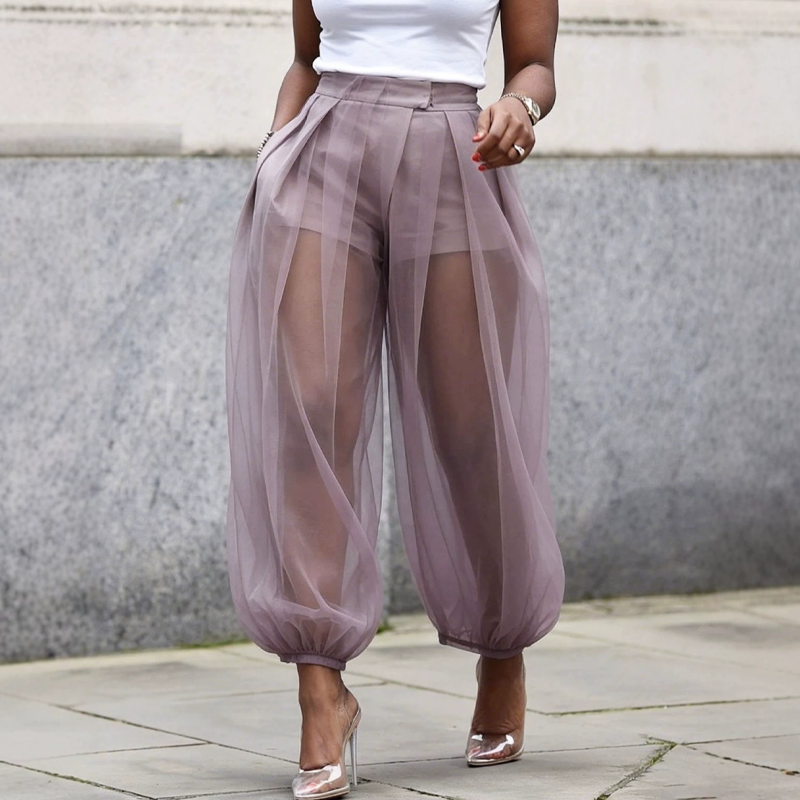 ✨Damenhose mit Mesh-Einsätzen im Laternen-Stil – luftiger Look, bequeme Passform & vielseitig – perfekt für warme Tage, Strand & Freizeit – mit stilvollen Mesh-Details