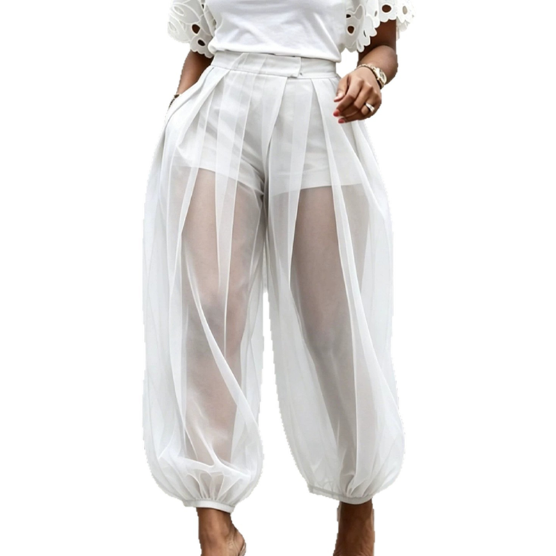 ✨Damenhose mit Mesh-Einsätzen im Laternen-Stil – luftiger Look, bequeme Passform & vielseitig – perfekt für warme Tage, Strand & Freizeit – mit stilvollen Mesh-Details