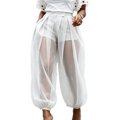 ✨Damenhose mit Mesh-Einsätzen im Laternen-Stil – luftiger Look, bequeme Passform & vielseitig – perfekt für warme Tage, Strand & Freizeit – mit stilvollen Mesh-Details