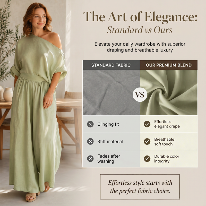 Women's Off-Shoulder Top and Wide-Leg Pants Set