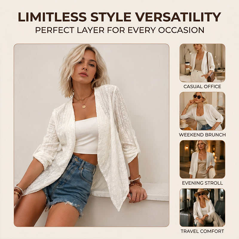 ✨Lässige, strukturierte Damen-Strickjacke mit offener Vorderseite – bequemer Layering-Look, weicher Stoff & vielseitig – perfekt für Alltag, Büro & Freizeit