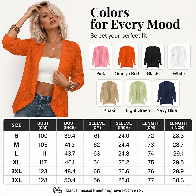 ✨Lässige, strukturierte Damen-Strickjacke mit offener Vorderseite – bequemer Layering-Look, weicher Stoff & vielseitig – perfekt für Alltag, Büro & Freizeit
