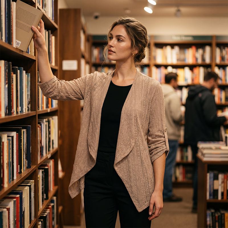 ✨Lässige, strukturierte Damen-Strickjacke mit offener Vorderseite – bequemer Layering-Look, weicher Stoff & vielseitig – perfekt für Alltag, Büro & Freizeit