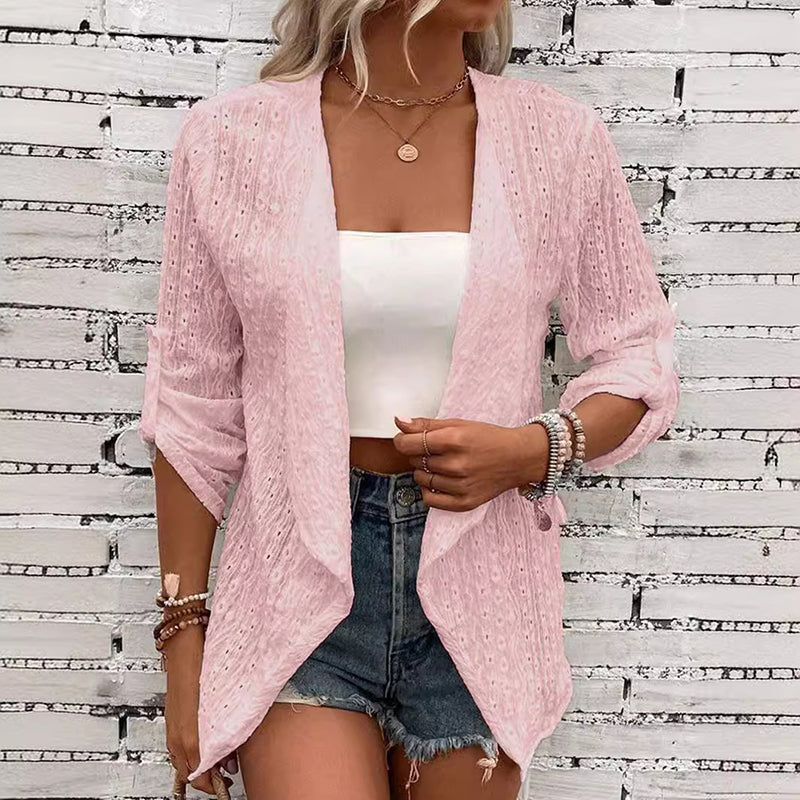 ✨Lässige, strukturierte Damen-Strickjacke mit offener Vorderseite – bequemer Layering-Look, weicher Stoff & vielseitig – perfekt für Alltag, Büro & Freizeit