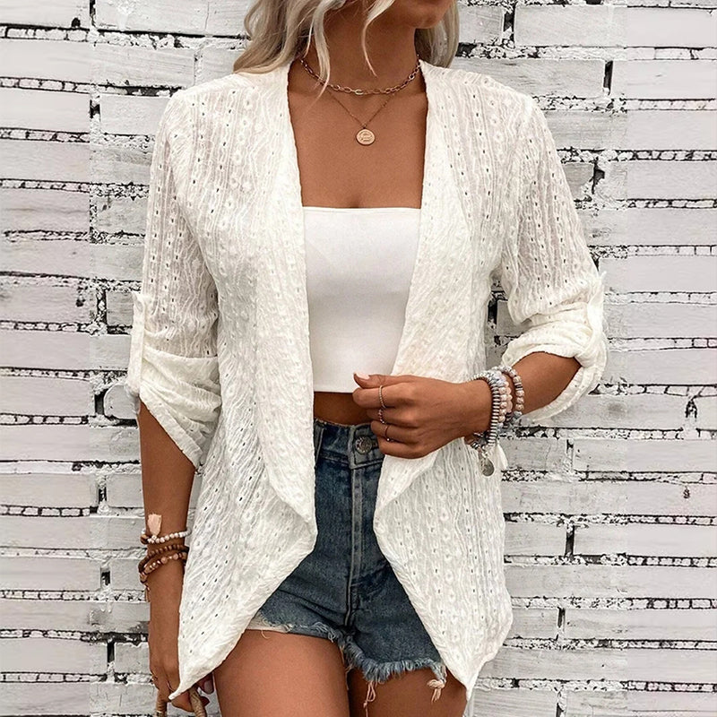 ✨Lässige, strukturierte Damen-Strickjacke mit offener Vorderseite – bequemer Layering-Look, weicher Stoff & vielseitig – perfekt für Alltag, Büro & Freizeit