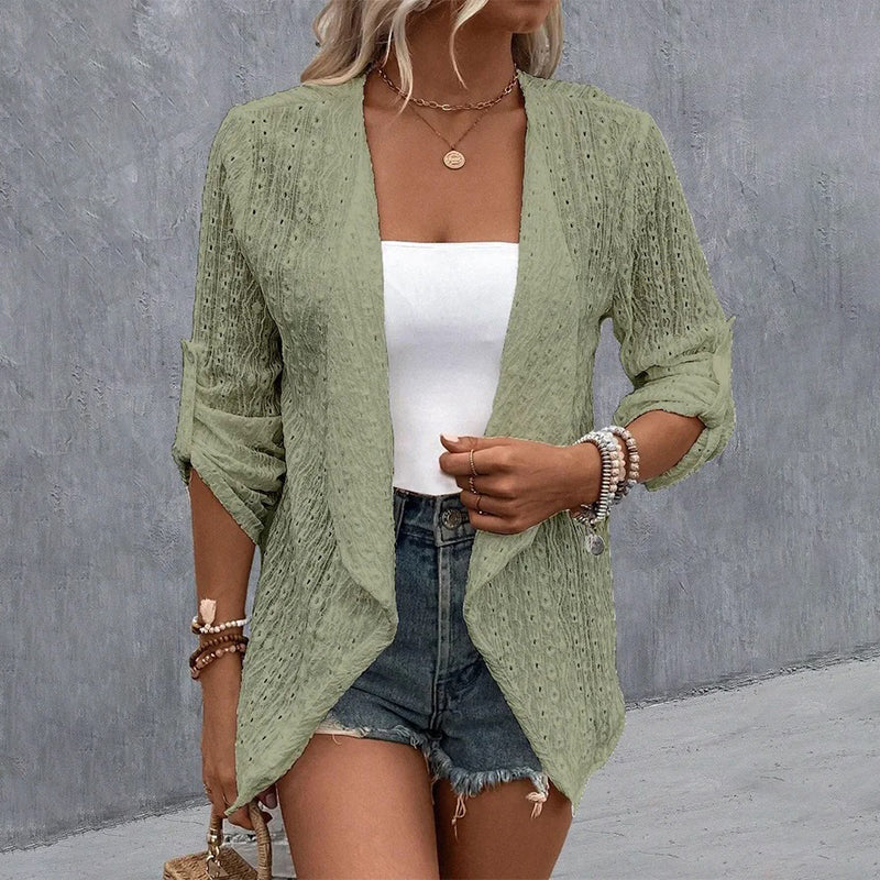 ✨Lässige, strukturierte Damen-Strickjacke mit offener Vorderseite – bequemer Layering-Look, weicher Stoff & vielseitig – perfekt für Alltag, Büro & Freizeit