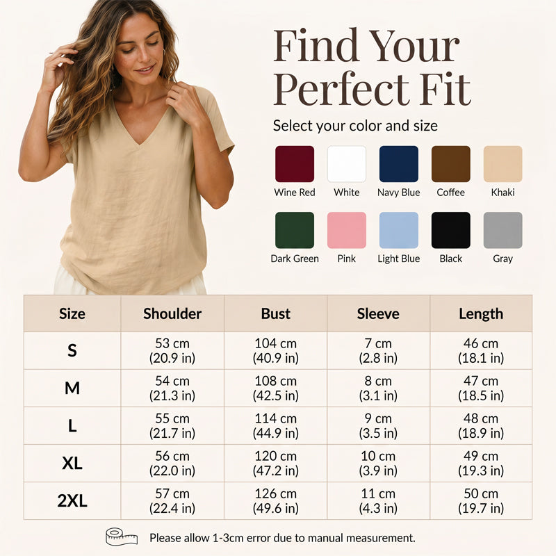 👕☀️🌿 BEFRISTETES ANGEBOT 50% RABATT! Damen V-Ausschnitt T-Shirt für den Sommer – Weiche, atmungsaktive leichte Baumwollmischung – Perfekt für lässige Tage, Besorgungen oder entspannte Wochenendmorgen 🌸😌