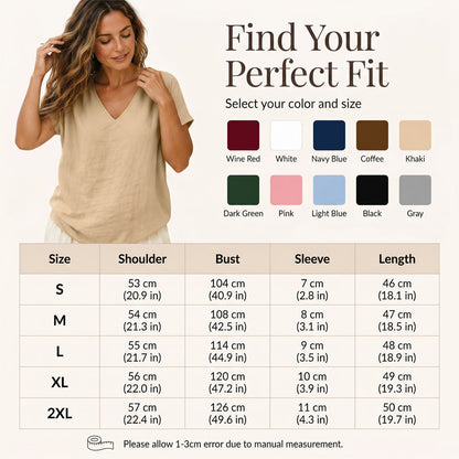 👕☀️🌿 BEFRISTETES ANGEBOT 50% RABATT! Damen V-Ausschnitt T-Shirt für den Sommer – Weiche, atmungsaktive leichte Baumwollmischung – Perfekt für lässige Tage, Besorgungen oder entspannte Wochenendmorgen 🌸😌