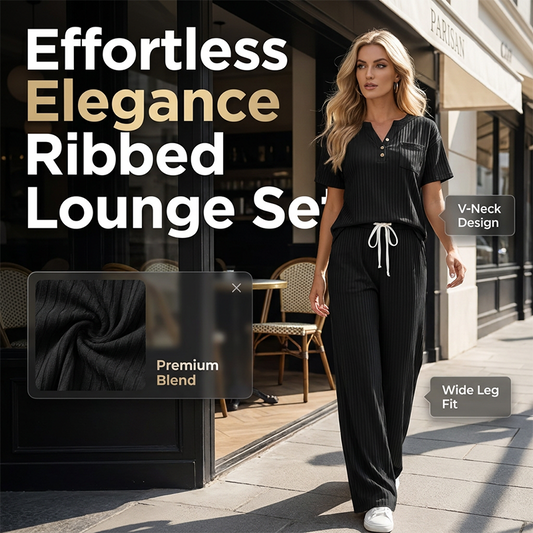 🧶Zweiteiliges Set aus Rippstrick-Oberteil und Hose für Damen – bequem, elastisch & perfekt aufeinander abgestimmt – ideal für Lounge, Homeoffice & Freizeit | Versandfrei