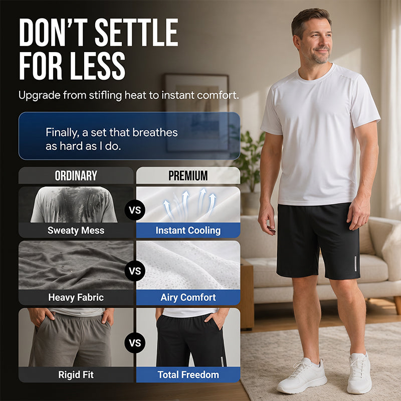 ☀️ Schnelltrocknendes T-Shirt- und Shorts-Set für Herren – atmungsaktiv, leicht & vielseitig – perfekt für Sport, Alltag & Freizeit – ideal für warme Tage & aktive Stunden