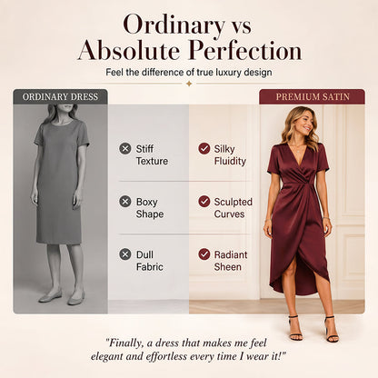 🌟 Der Look, den alle suchen – bei uns 50% günstiger! 👗Asymmetrisches Wickelkleid für Damen mit kurzen Ärmeln und V-Ausschnitt
