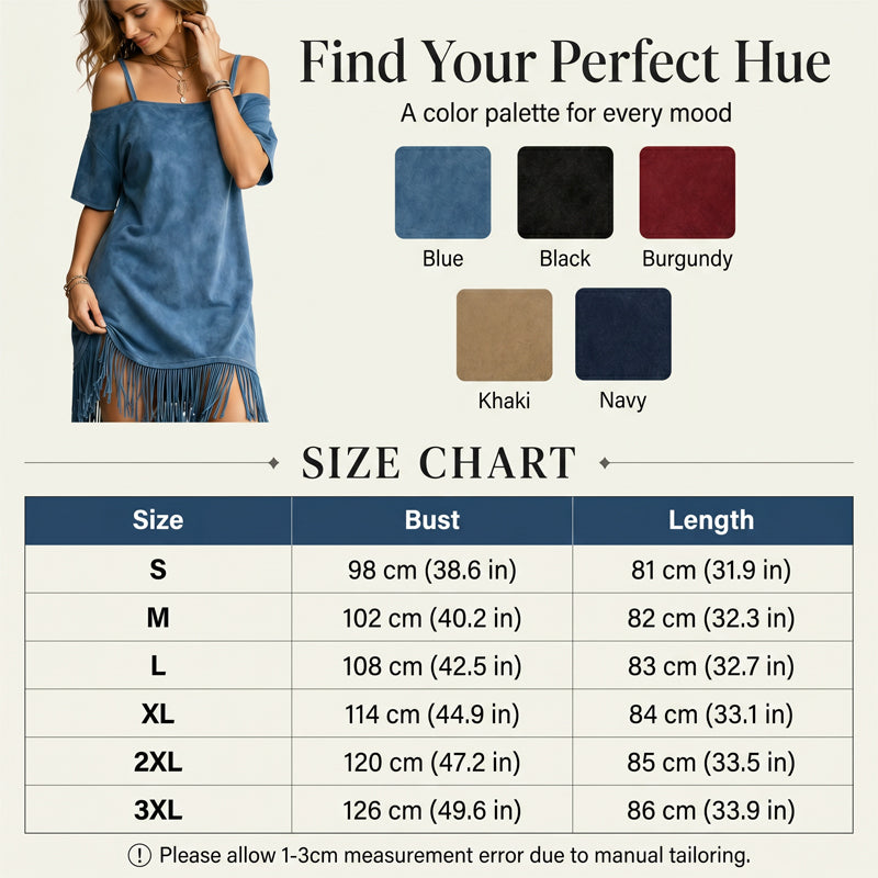 ⏰ Letzte Welle – Lager fast leer – 50% endet jederzeit！Damen Off-Shoulder-Träger-Fransenkleid