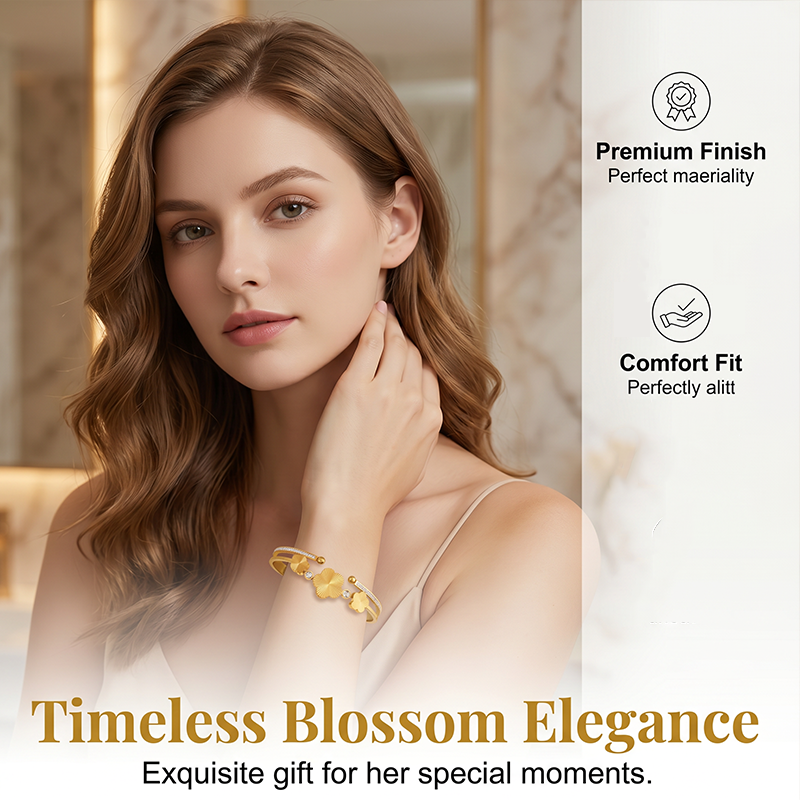 💐 Damen elegantes offenes Blumenarmband – filigranes Design, zeitlos & vielseitig – perfekt für Alltag, Büro & besondere Anlässe – ideal als Geschenk für besondere Momente