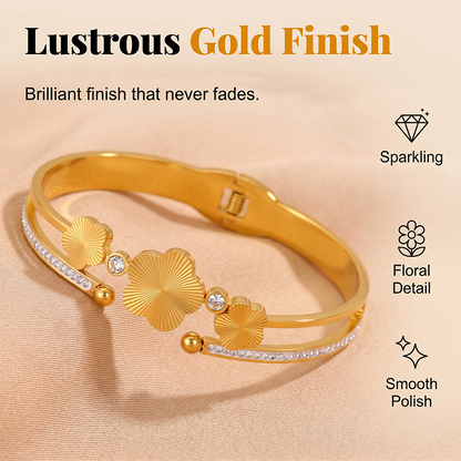 💐 Damen elegantes offenes Blumenarmband – filigranes Design, zeitlos & vielseitig – perfekt für Alltag, Büro & besondere Anlässe – ideal als Geschenk für besondere Momente