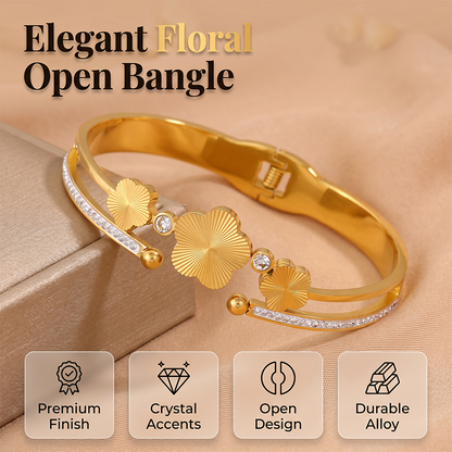 💐 Damen elegantes offenes Blumenarmband – filigranes Design, zeitlos & vielseitig – perfekt für Alltag, Büro & besondere Anlässe – ideal als Geschenk für besondere Momente