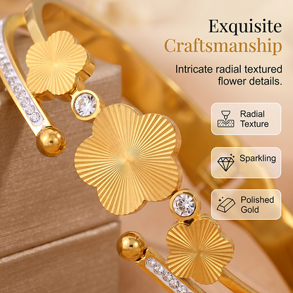 💐 Damen elegantes offenes Blumenarmband – filigranes Design, zeitlos & vielseitig – perfekt für Alltag, Büro & besondere Anlässe – ideal als Geschenk für besondere Momente