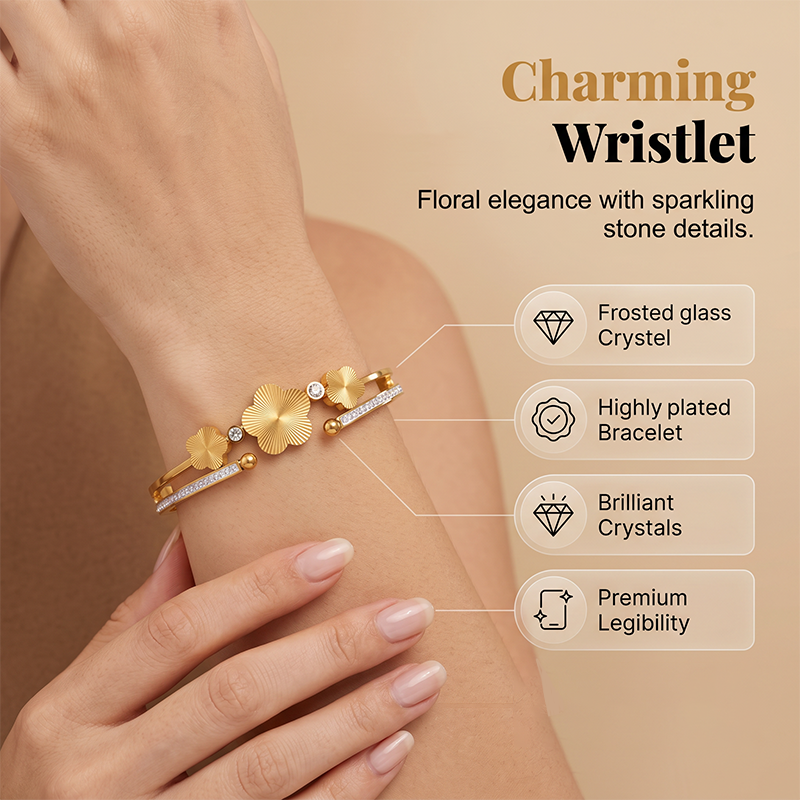 💐 Damen elegantes offenes Blumenarmband – filigranes Design, zeitlos & vielseitig – perfekt für Alltag, Büro & besondere Anlässe – ideal als Geschenk für besondere Momente