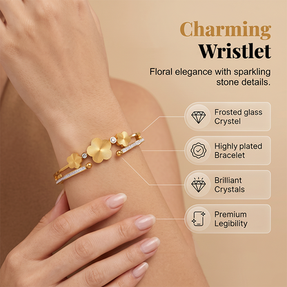 💐 Damen elegantes offenes Blumenarmband – filigranes Design, zeitlos & vielseitig – perfekt für Alltag, Büro & besondere Anlässe – ideal als Geschenk für besondere Momente