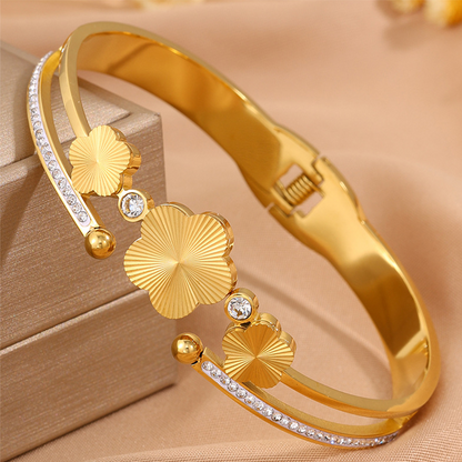 💐 Damen elegantes offenes Blumenarmband – filigranes Design, zeitlos & vielseitig – perfekt für Alltag, Büro & besondere Anlässe – ideal als Geschenk für besondere Momente